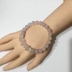 Rose quartz and Herkimer Elegant Pink Beaded Bracelet